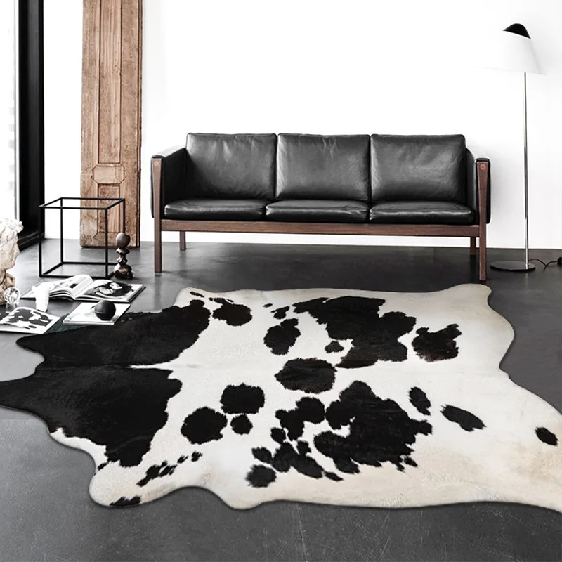 Irregular Faux Cowhide Carpets for Living Room Light Luxury Lounge Rug Thicker Bedroom Decor Anti-slip Mat Home Plush Carpet 4