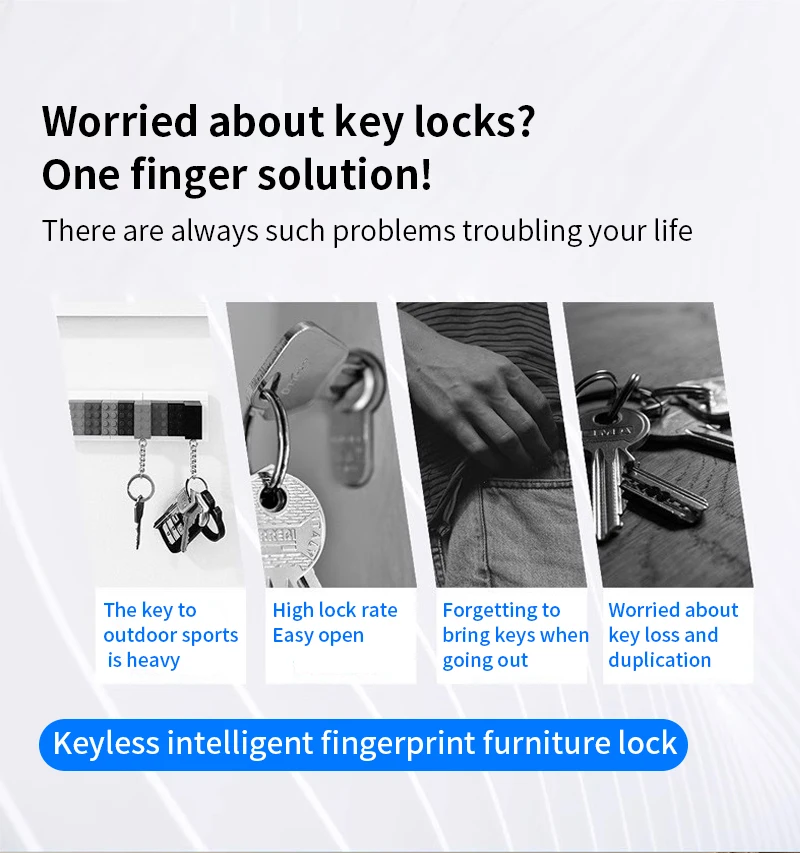 Fingerprint Drawer Lock Cabinet Lock Invisible Keyless Unlock Electronic Fingerp
