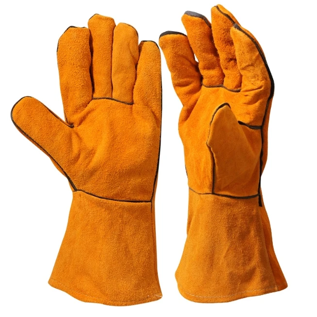 Welding Gloves Heat/Fire Resistant Gloves Durable Leather for BBQ,Oven