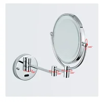 Induction bathroom makeup mirror black/brushed gold brass wall mounted extension folding double-sided LED light mirror bathroom 2