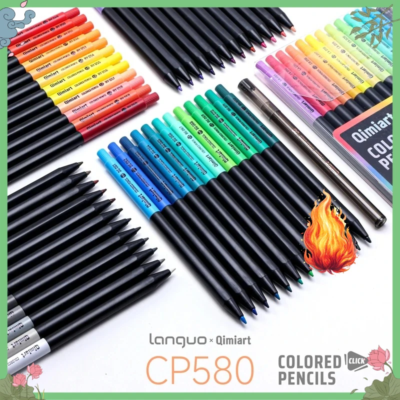 Languo 12 색 페인팅 기계식 연필 세트 프레스 3.0mm 소프트 코어 오일 스케치 드로잉 색칠하기 책 학교 용품