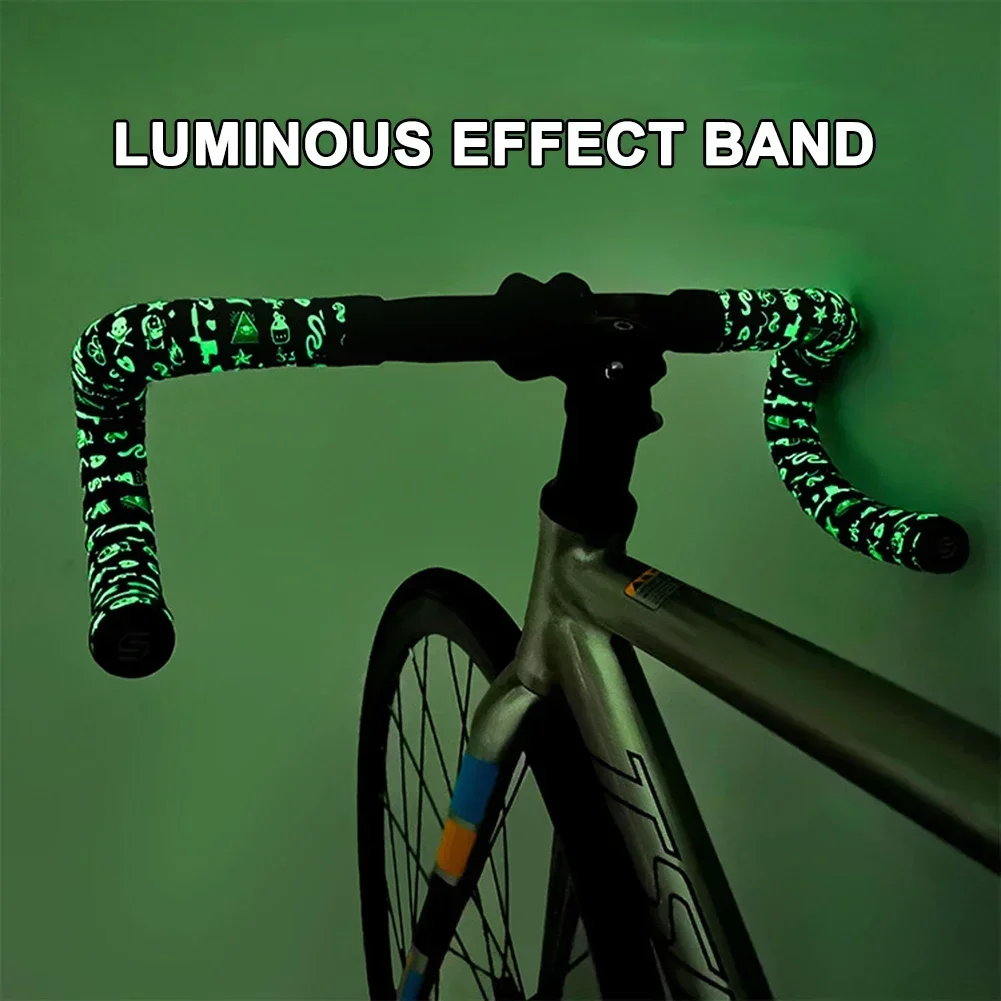 Anti-Slip Road Bike Handlebar Tapes Glow-in-The-Dark MTB Bicycle Handle Bar Tape Soft Shock-Absorbing Cycling Straps 1 Pair