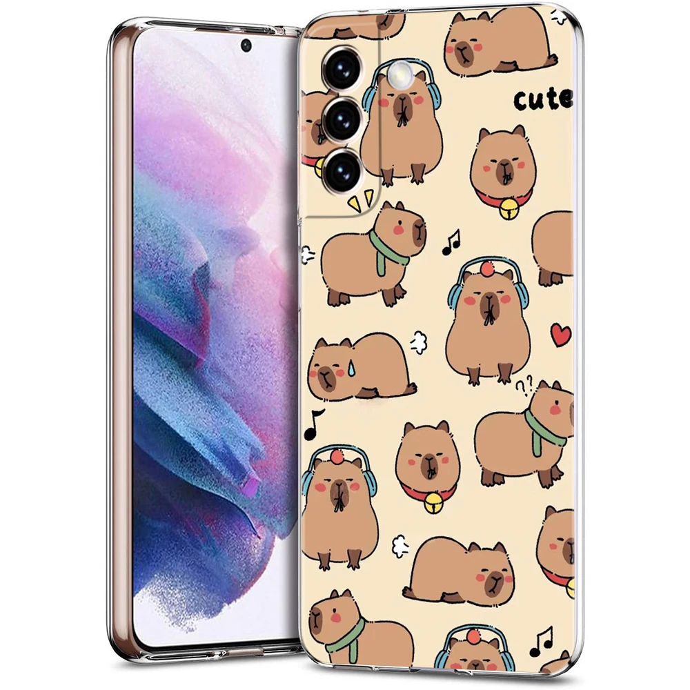 Cartoon Capybara Handyhülle für Samsung Galaxy S24 S23 S22 S20 S21 FE Ultra S24 S23 S10 S10E S9 S8 Plus 5G Transparente Hülle Tasche – Detail 2
