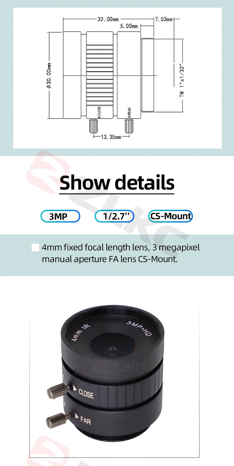 Cs montieren 4 mm Objektiv Industrie objektiv mit 1/1/2 "Format 3Megapixel CCTV-Objektiv manuelle Iris fa Bild verarbeitung festes Fokus objektiv 1080p – Detail 3