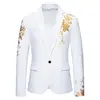 Men's Paisley Floral Gold Bronzing Printed Blazer Luxury Evening Prom Dress 2024 Suits Formal Jackets for Men Costume Homme Coat 3