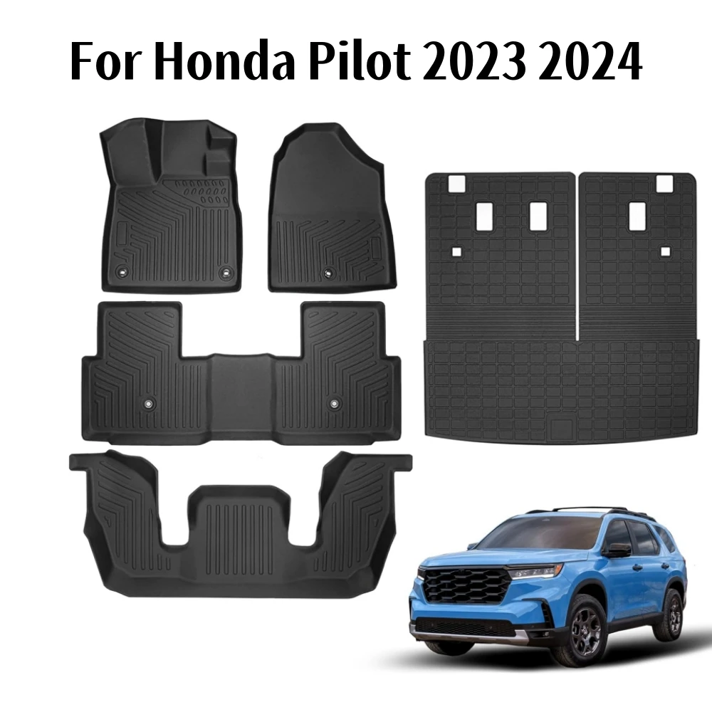 TPE Floor Mats For  Honda Pilot 2023 2024 Premium All Weather Floor Carpets Trunk Mats Fit Sport/Touring/Elite/TrailSport/EX-L