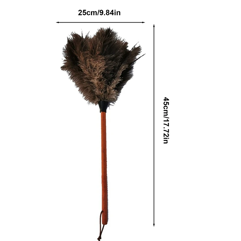 1 PC Feather Duster Wooden Handle Cleaning Tool Household Furniturer