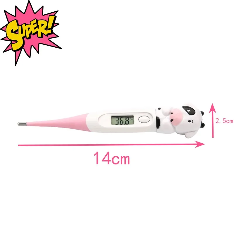 Cartoon Pink Cow Shape portable Veterinary temperature analyzer Electronic Safe Wet Dry Pet Medical Equipment Tool supplies Animal Thermometer
