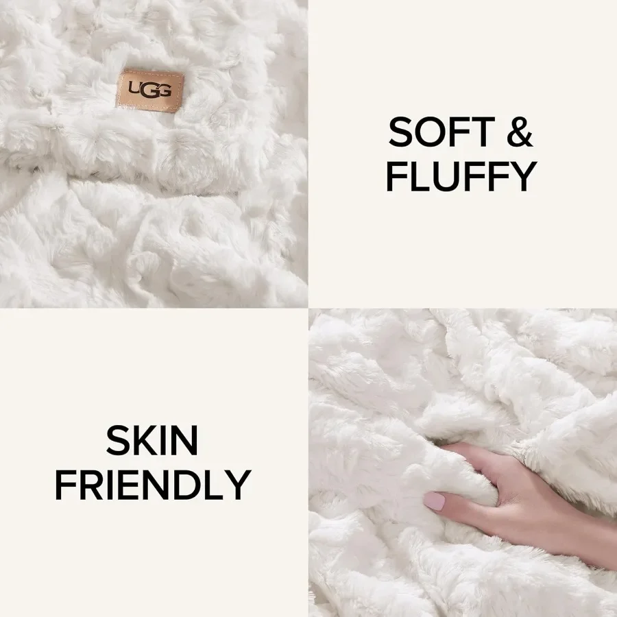 Luxury lightweight cozy soft faux fur throw blanket for couch bed or chair home decor hypoallergenic machine washable doublesid