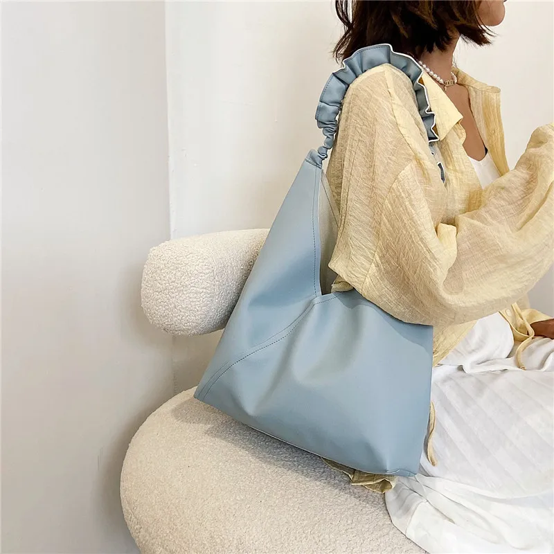 Idle Style Tote Bag Female Soft Leather Bag Women's Over The Shoulder Leather Bag Shopper Hobo