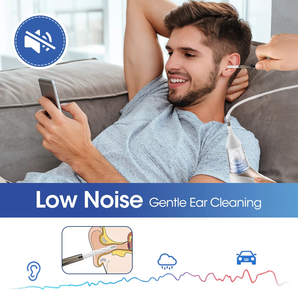 3 Modes Ear Wax Vacuum Removal Set Suction Nasal Aspirator Painless Ear Cleaner for Swimming Flying Ear Infections Ear Care