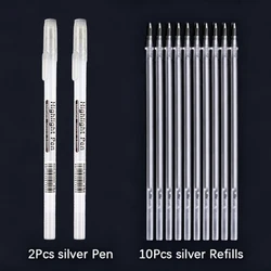 12-Piece Metallic Paint Marker Set - Gold, Silver, and White Permanent Pens (12pcs silver)