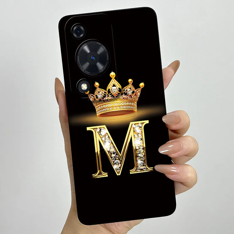 Crown Initial Letter Couple Phone Case - Soft Silicone TPU Lens Protective Casing