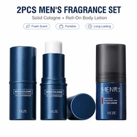 Duo de parfums pour hommes, 2 pièces, bâton de Cologne solide, lotion corporelle roll-on, parfum frais longue durée, baume déodorant portable pour hommes 2