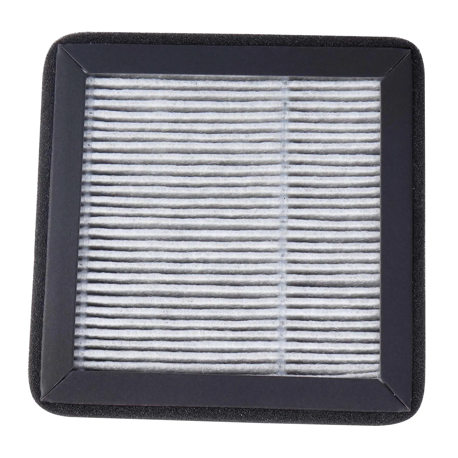 Lot de 5 filtres HEPA 13 et charbon actif pour masque respiratoire, disposés en éventail sur fond blanc.