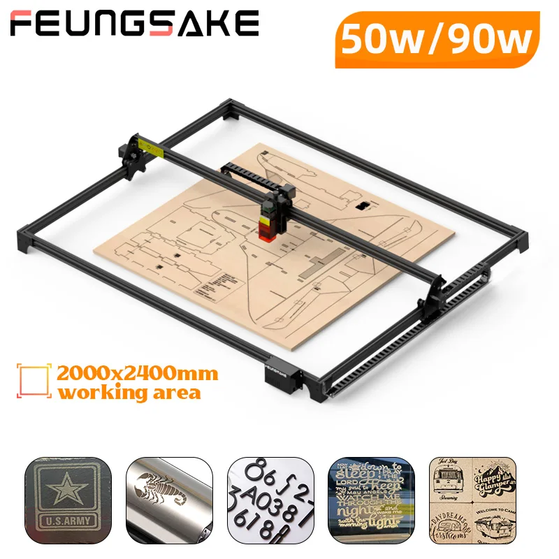 

90W Laser Engraver For Wood Engraving Machine 2000*2400Mm Work Area Laser Printer Wood Cutting Engraving Air Assist
