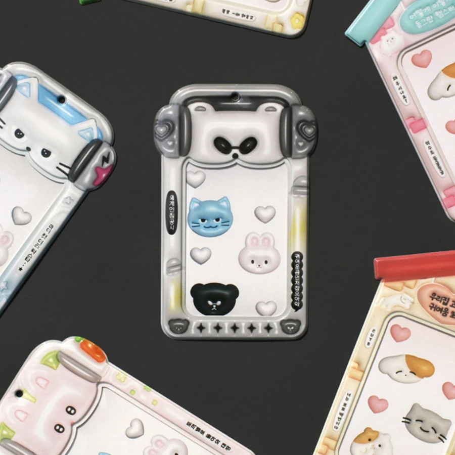 1Pcs Photocard Holder, Cute Cartoon ID Credit Card Holder with Keychain Hard Shell Protective Photo Sleeves 2