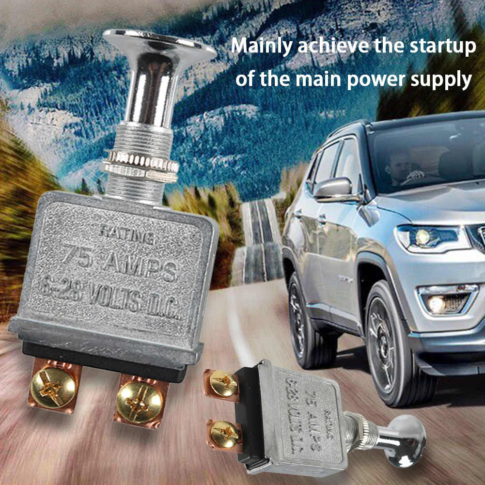 Heavy Duty Push-Pull Switch On/Off 75 AMP Heavy Duty Metal Push Pull On Off Switch for Trucks/ Hot Rods/ Boat/Race Car