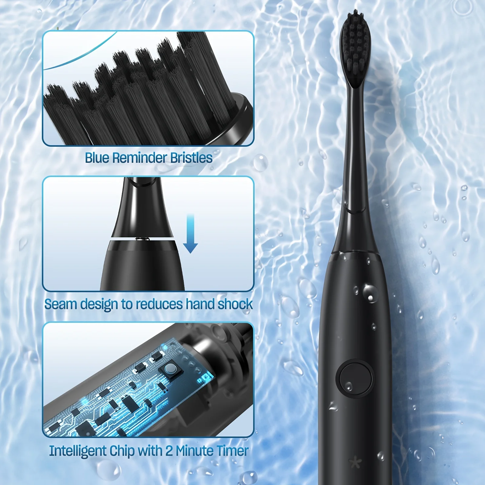 Sejoy Electric Toothbrush With 8 Replacement Brush Heads Whitening Portable Sonic Toothbrush Rechargeable with Travel Case 4