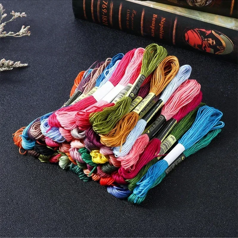 Thread Set, Embroidery Threads, Rainbow Cotton & Silk for Cross Stitch DIY