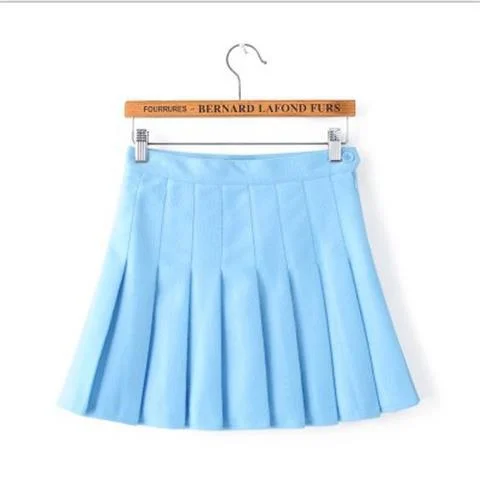 Preppy Pleated Skirt Girls Streetwear A Line Tennis Skirt High Waist Korean Red Pink Blue Mini Jupe Femme Navy Blue Women Skirts - Image 3