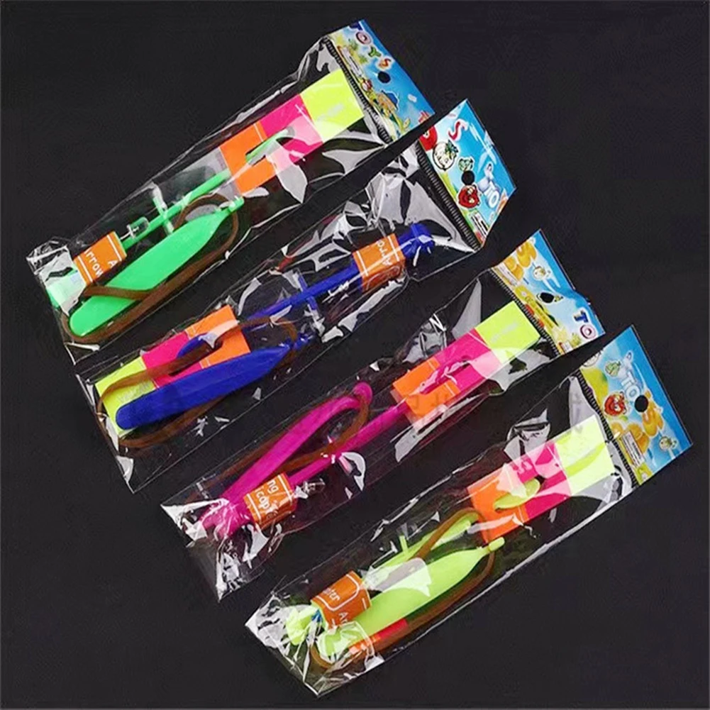 Slingshots Rocket Launcher 10Pcs LED Arrow Helicopters + 10Pcs Launchers Flying Toys Luminous Slingshot Toys for Kids Boys Girls