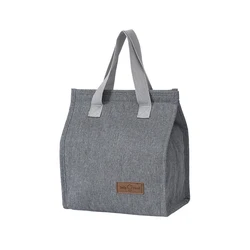 Thermal Insulated Multifunctional Lunch Bag for Kids - Solid Color Handbag and Picnic Food Pouch (Grey)