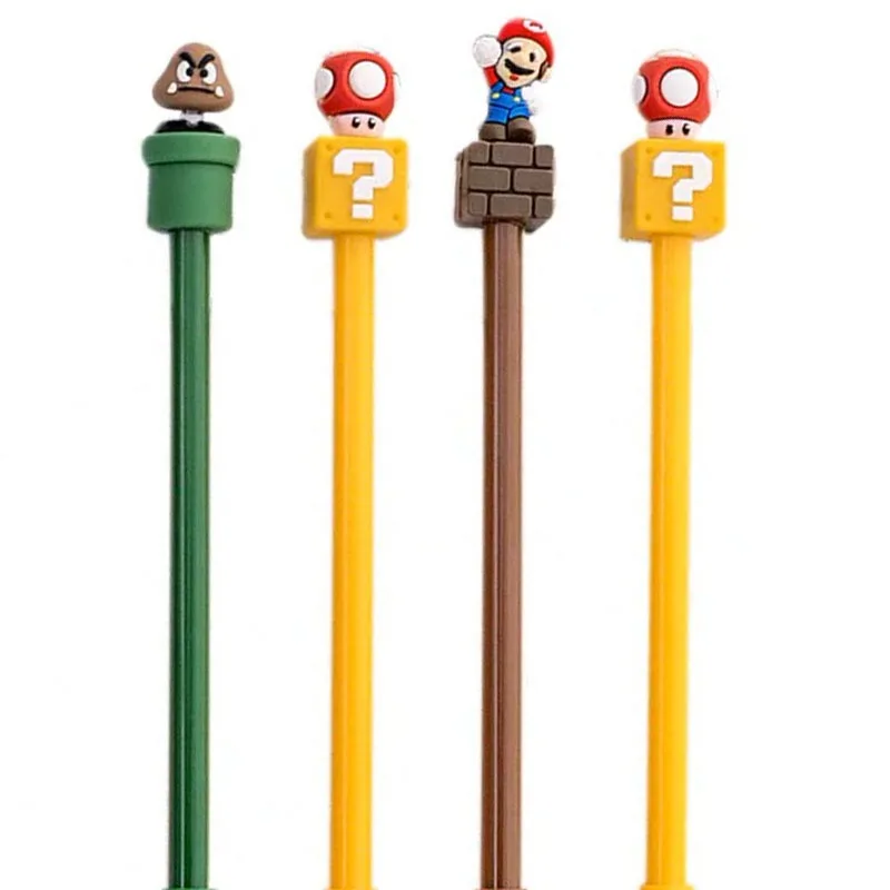 Cartoon Mario Bros Black Ink Neutral Pen 0.5mm Unisex Pen Creative Stationery Black Pen Signature pen Student supplies mb writers edition jules verne limited edition black blue red mb fountain pen signature ink pen stationary supplies no box
