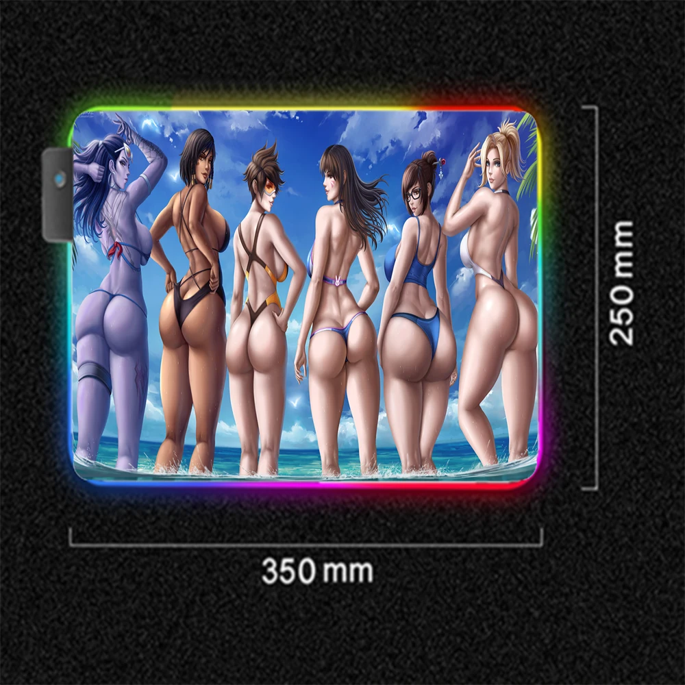Sexy Ass Girl Rgb Large Mouse Pad Xxl Gamer Notebook Luminous Led Carpet  Keyboard Mat Usb Game Accessories Mouse Pad Anime - Mouse Pads - AliExpress