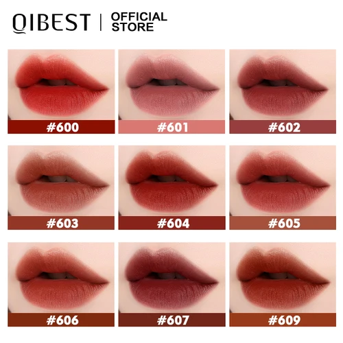 QIBEST 립글로스 누드 매트 리퀴드 립스틱, 방수, 오래 지속되는 여성용 립 틴트, 초콜릿 벨벳 립 글레이즈 화장품, 8 가지 색상 2