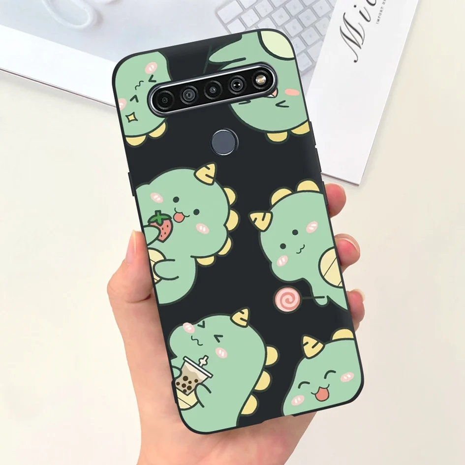 Cute Cat & Dinosaur Soft Black Silicone Shockproof Bumper Phone Case