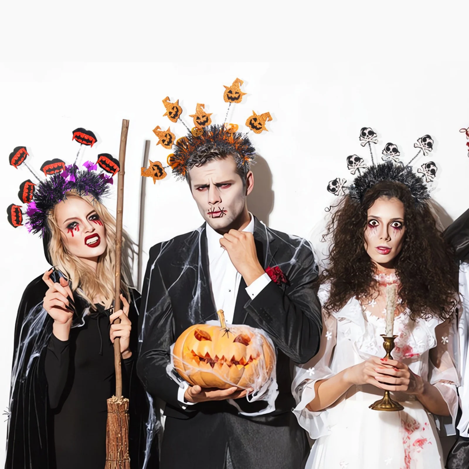 1PC Halloween Headbands Set, 6 Styles With Spooky Elements (Skull, Pumpkin, Spider), Festive Hair Accessories