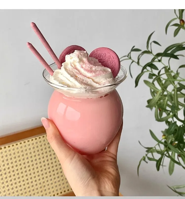 Matka Glass Sundae Milkshake Cup Ice Cream Juice Dessert Parfait Yogurt Milk Tea Cup - 550Ml