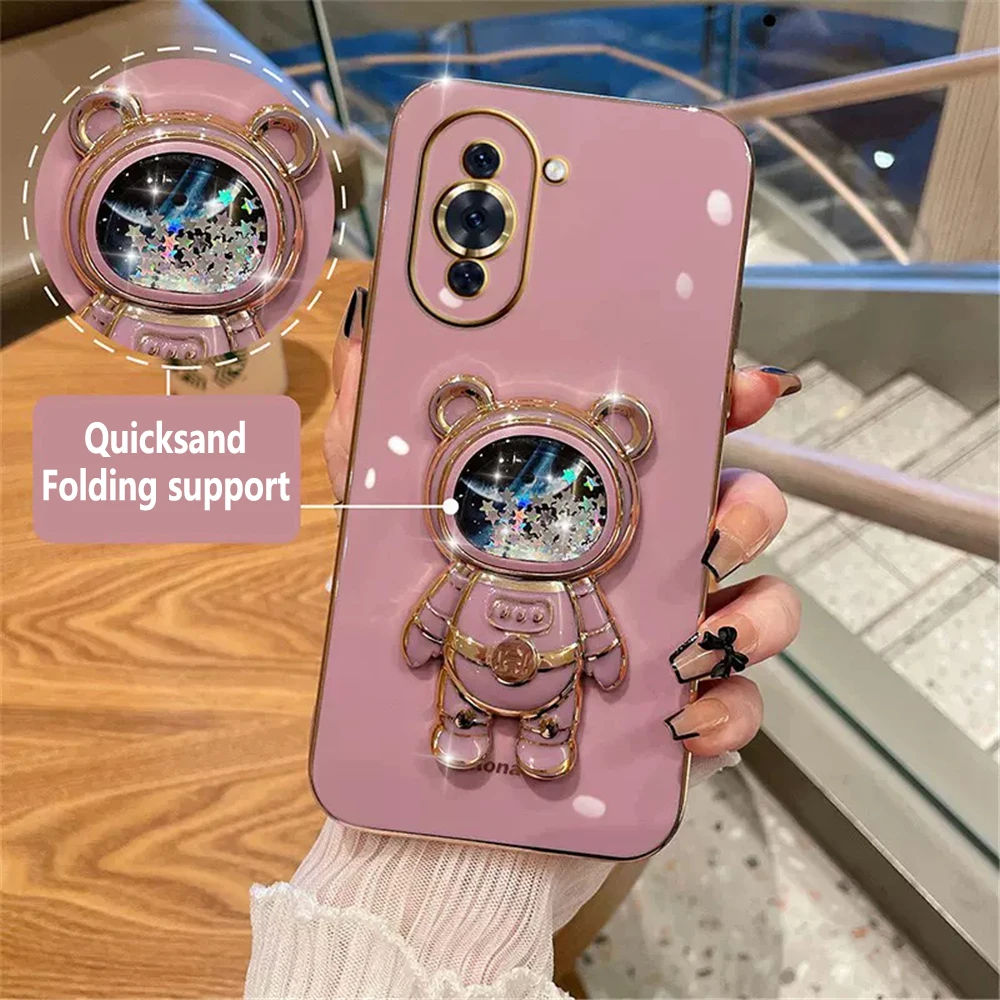Quicksand Bear Astronaut Plating Kickstand Phone Case