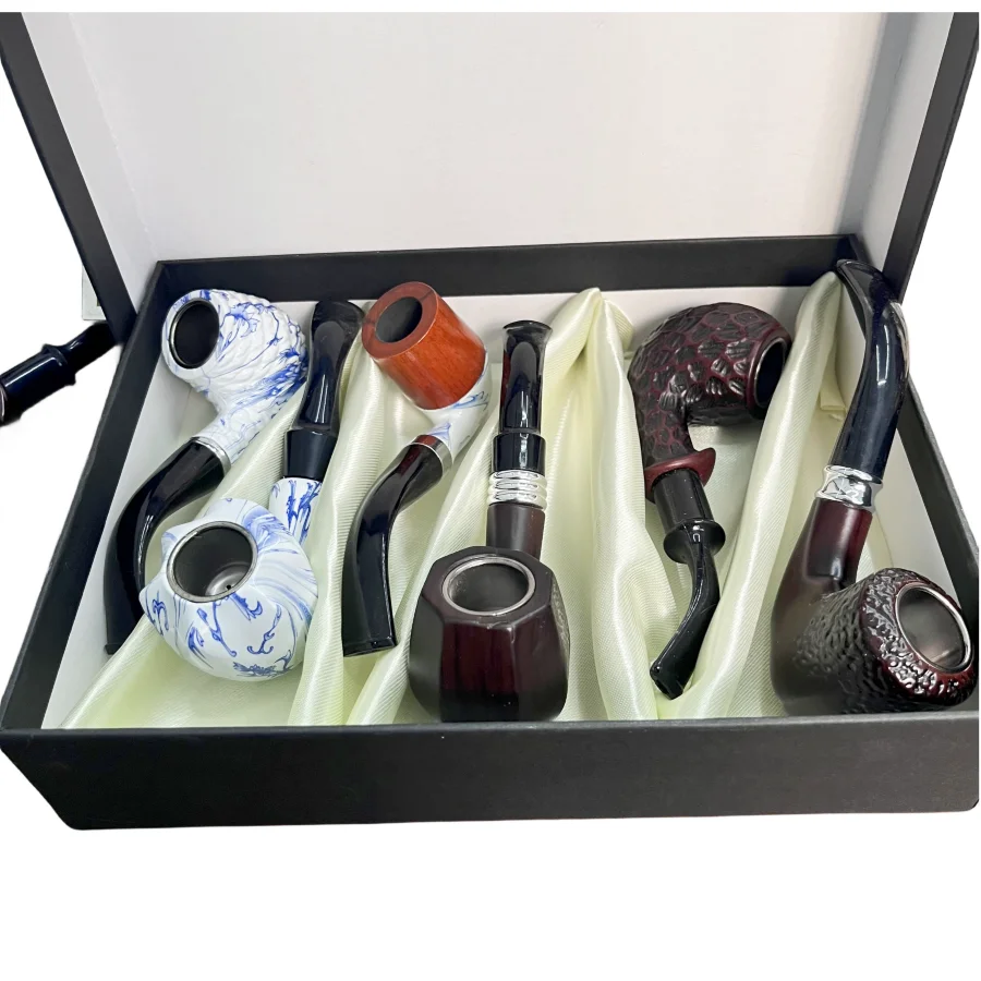 6 Pcs/Set Resin Imitation Wood Smoking Tube Detachable Cigarette Holder Easy To Clean for Friend Father smoking accessories tobacco smoking accessories