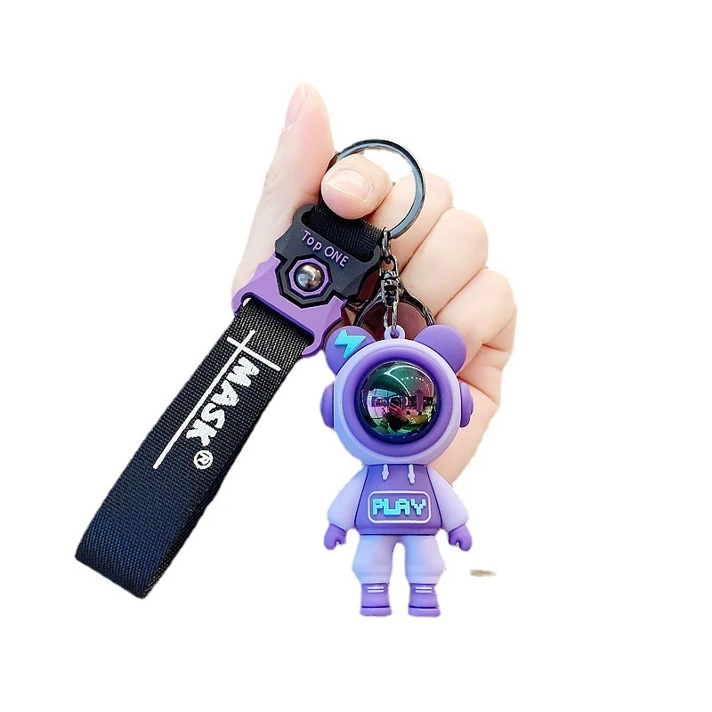 Light Cartoon  Bear Keychain Cute Astronaut Bear Doll Keyring Bag Pendant Couple Car Keyholder Keyring Key ring bumblebee transformer toy