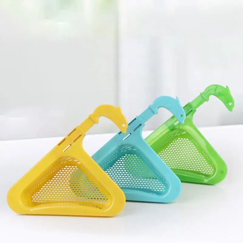 Triangle Sink Drain Basket Cute Dolphin Triangle Corner Kitchen Sink Drain Basket  Retractable Multifunctional Drainage Basket cute toddlers painting apron cooking drawing waterproof children bib kitchen classroom birthday gifts type 4 130cm