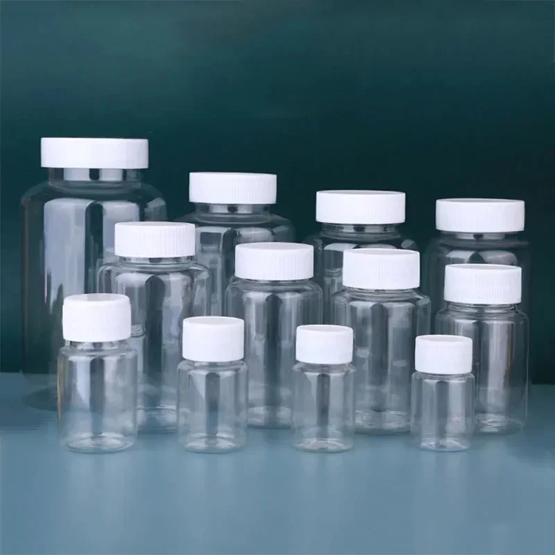 10Pcs 15/20/30/50/80/100ml Portable Clear Plastic Bottles Solid Powder Medicine Pill Vial Container Water Bottle Travel Set