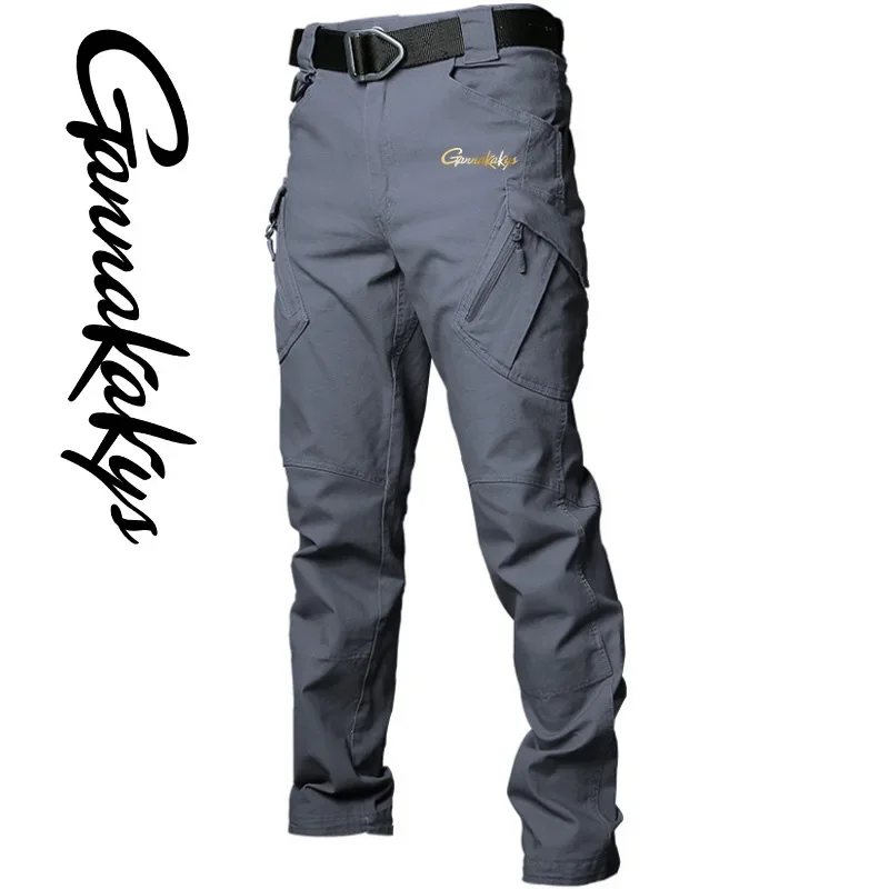 Men's Fishing Pants Windproof Hiking Multi Pocket Workwear Pants Outdoor Tactical Wear Resistant Pants