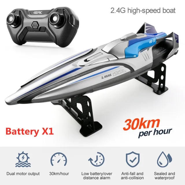 Professional RC High Speed Racing Boat Waterproof Rechargeable Model Electric Radio Remote Control Speedboat Gifts Toys for boysBlack