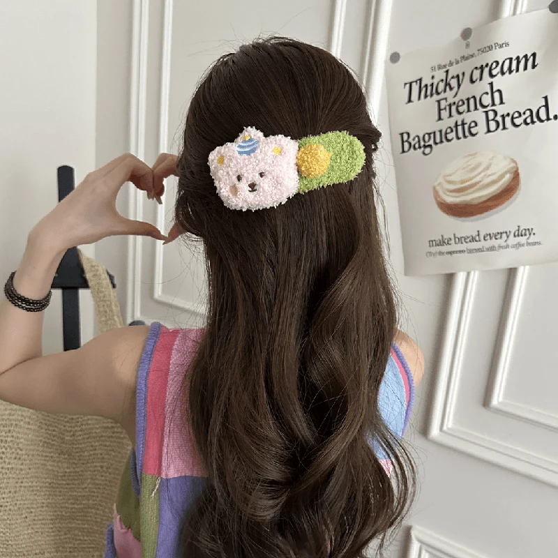 New Cute Plush Teddy Bear Duckbill Clip Autumn And Winter New Hair Clip Delicate Hair Accessory For Girls Birthday Gift
