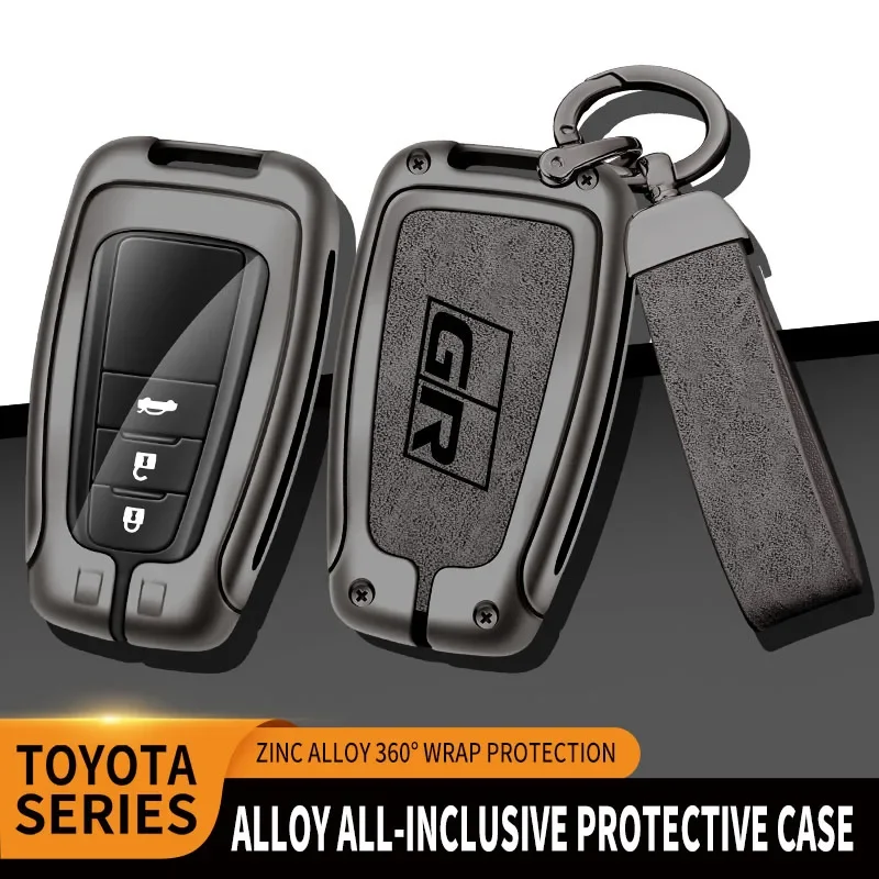 

Car Zinc Alloy Remote Key Case For Toyota GR Corolla Camry Rav4 Yaris Auris CHR Land Cruiser Car Key Chain Car Metal Key Shell