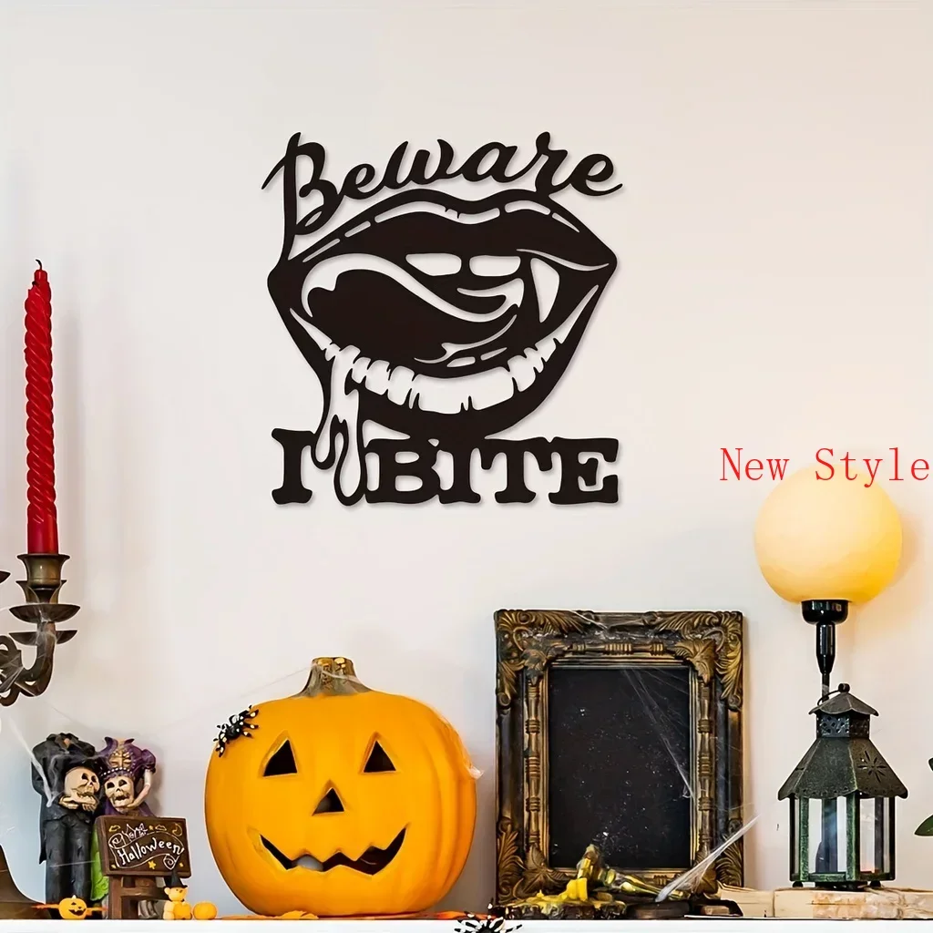 

Halloween Beware Bite Place Sexy Biting Lips Home Decor Vampire Metal Wall Hanging Art Decor Home Interior Bedroom Ideas Home D