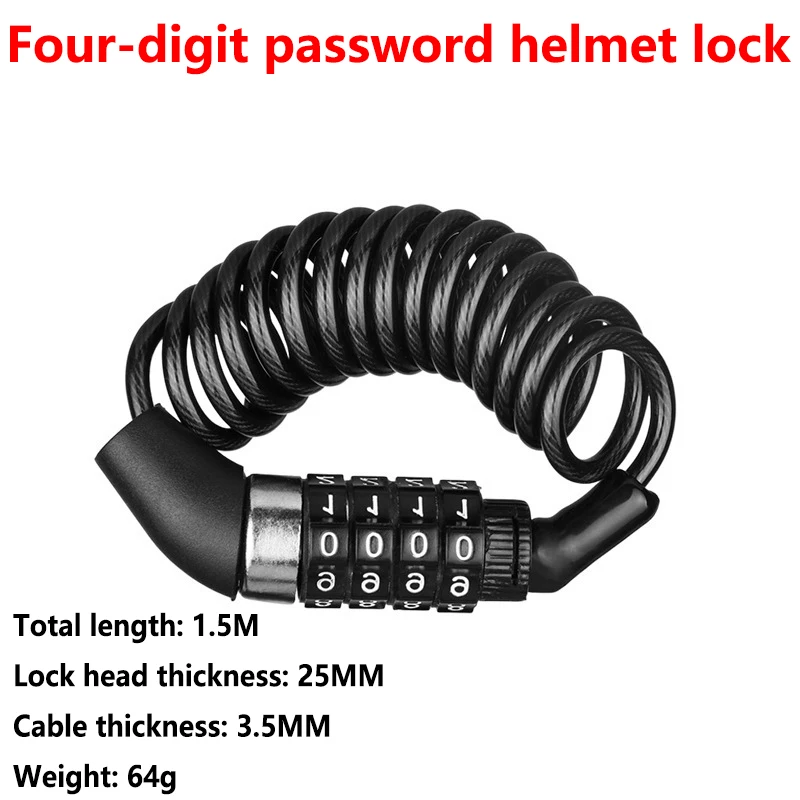 Motorcycle Electric Bicycle Helmet Anti-lost Lock Anti-theft Password Retractable Lock Mini Portable Steel Cable Password Lock lost