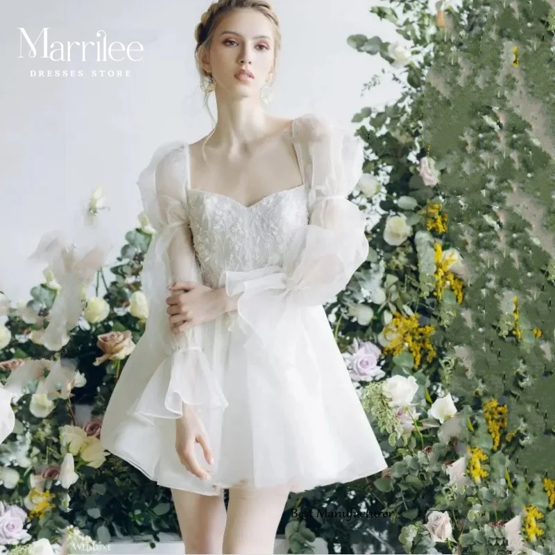 Короткое корейское свадебное платье