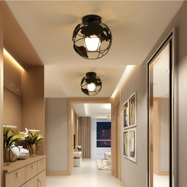 

Железные лампы в скандинавском стиле для коридора, простые светильники для заземления, потолочные лампы для гостиной, спальни, коридора, входа, балкона, лампы для укладки комнат