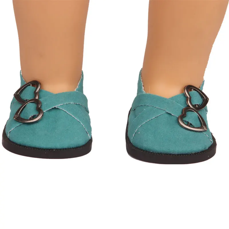 7 cm Leather Doll Shoes For American 18 Inch Doll Double Hearts Villus Shoes Boots For 43 cm Baby New Born&OG,1/3 BJD Girl Doll
