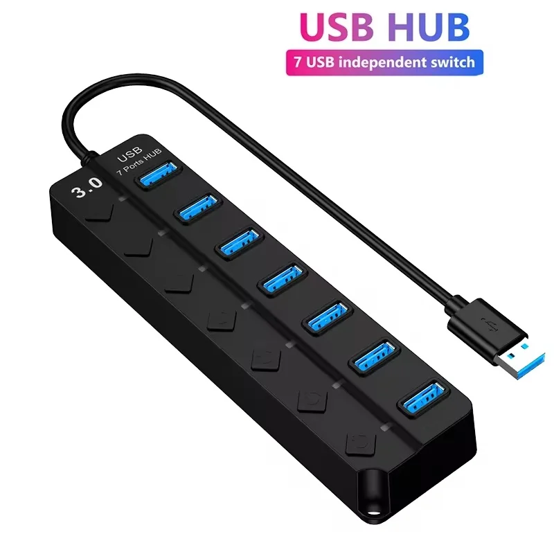 USB Hub Docking Station with LED Lamp and Power Switch