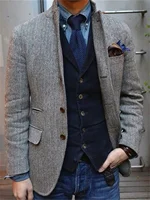 1 Pieces Herringbone Single Breasted Slim Fit Casual Men's Blazers Sets Wool Coat for Men Blazers Luxury Designer Male 1