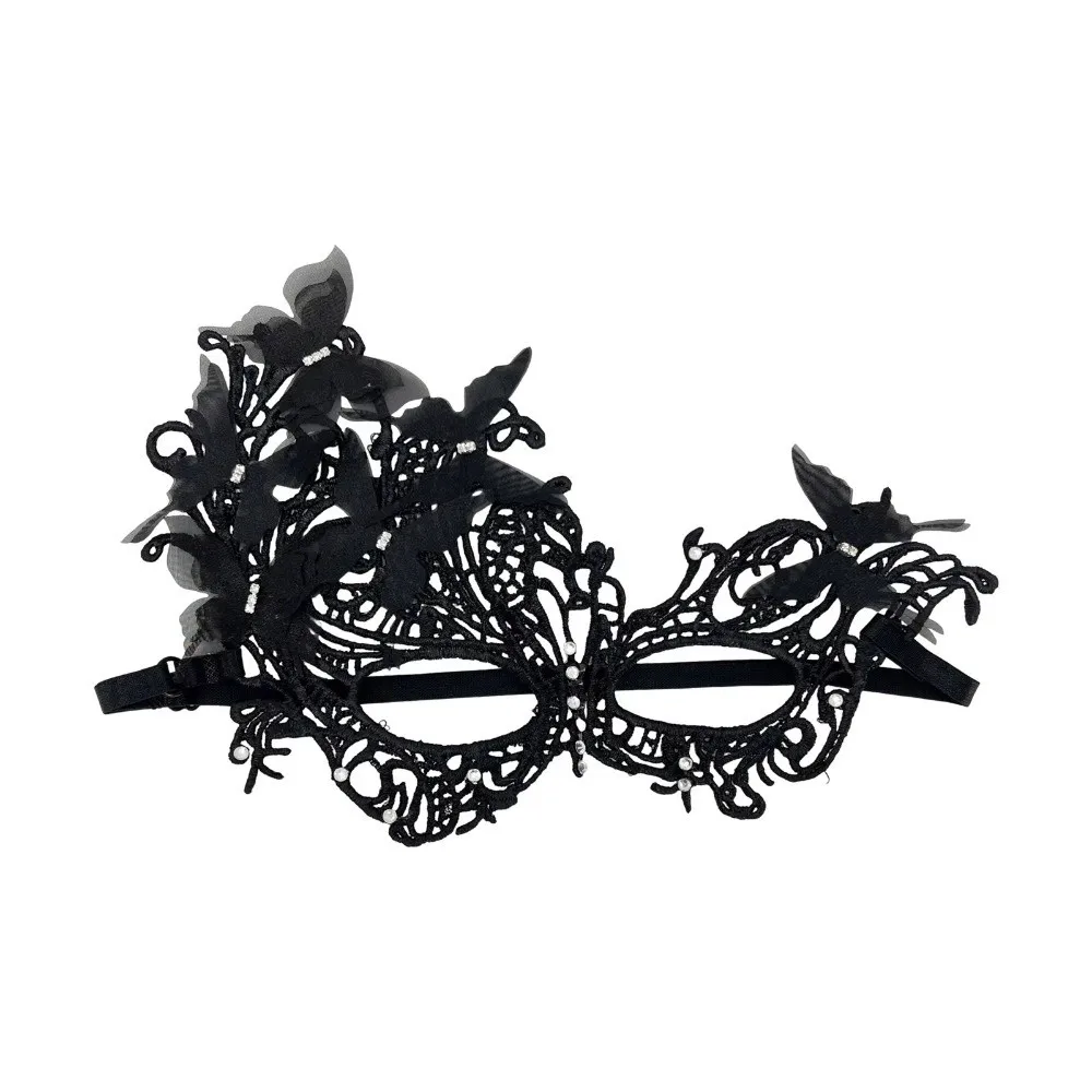 Leichte Spitzen-Halbgesichtsmaske mit Strass, atmungsaktive Schmetterlings-Maskerade-Maske, Farbverlauf-Partymaske für Themenparty, Abschlussball, Cosplay – Detail 6